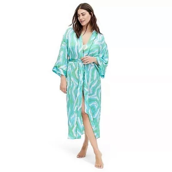 Women's Long Satin Disco Zebra Green Robe - DVF for Target NWT‎ - Picture 1 of 4